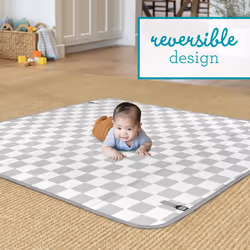 Infantino Foldable Soft Foam Mat  Extra Large Double-Sided Cushioned Portable Play Mat with Fold-Up Sides  Non-Slip Crawling & Playing for Infants and