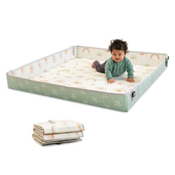 Infantino Foldable Soft Foam Mat  Extra Large Double-Sided Cushioned Portable Play Mat with Fold-Up Sides  Non Slip Crawling & Playing for Infants and