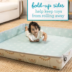 Infantino Foldable Soft Foam Mat  Extra Large Double-Sided Cushioned Portable Play Mat with Fold-Up Sides  Non Slip Crawling & Playing for Infants and