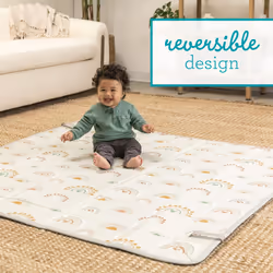 Infantino Foldable Soft Foam Mat  Extra Large Double-Sided Cushioned Portable Play Mat with Fold-Up Sides  Non Slip Crawling & Playing for Infants and