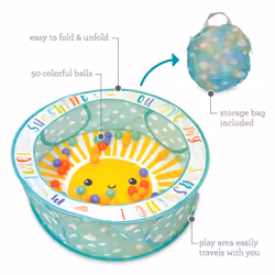Infantino Pop-Up Ball Pit - 50 Colorful Balls  Easy Setup & Storage  35"""" Spacious Play Area  Bright & Colorful Design  Includes Storage Bag - Additional view 4