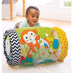 Infantino Jungle Peek & Roll - Encourages Crawling  Inflatable Activity Toy with Bouncing Balls Inside  Fun & Friendly Animal Characters  Helps Gross