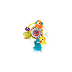 Infantino Jungle Ferris Wheel - Spinning High Chair Toy with Three Jungle Animals and Music and Practical Suction Cup, Multi- ...