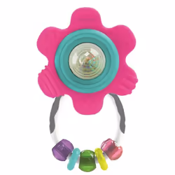 Infantino Spin & Teethe Gummy Yellow Flower Rattle - Easy to Grab, Chewy Rings, Multi-Texutre Petals, Roller Ball Center - Te ...