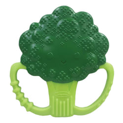 Infantino Lil' Nibbles Textured Silicone Baby Teether  Sensory Exploration and Teething Relief with Easy to Hold Handles  Green Broccoli  0+ Months