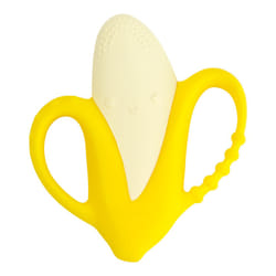 Infantino Lil' Nibbles Textured Silicone Baby Teether - Sensory Exploration and Teething Relief with Easy to Hold Handles  Yellow Banana  0+ Months
