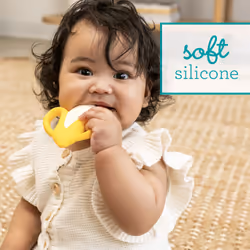 Infantino Lil' Nibbles Textured Silicone Baby Teether - Sensory Exploration and Teething Relief with Easy to Hold Handles  Yellow Banana  0+ Months