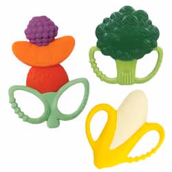Infantino Farmers Market Teether Gift Set - Set of 3 BPA-Free Fruit & Veggie Textured Silicone Teethers for Soothing Sore Gum ...