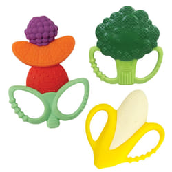 Infantino Farmers Market Teether Gift Set - Set of 3 BPA-Free Fruit & Veggie Textured Silicone Teethers for Soothing Sore Gums  Multicolor