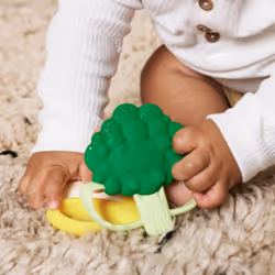Infantino Farmers Market Teether Gift Set - Set of 3 BPA-Free Fruit & Veggie Textured Silicone Teethers for Soothing Sore Gums  Multicolor