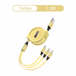 3 In 1 Retractable Usb Charging Cable - Yellow