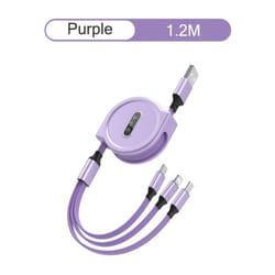 3 In 1 Retractable Usb Charging Cable - Purple
