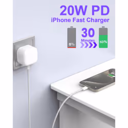 iPhone 15 Fast Charger Plug and Cable (Braided) 20W USB C Fast Charger
