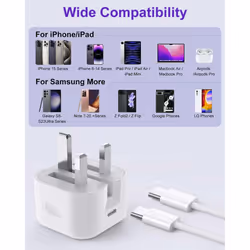 iPhone 15 Fast Charger Plug and Cable (Braided) 20W USB C Fast Charger