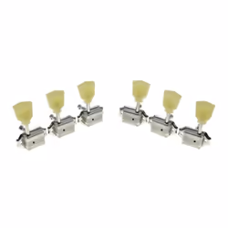 Wilkinson Nickel with Vintage Button 3x3 Deluxe Vintage Tuners Guitar Tuning Keys Machine Heads with Plastic Keystone Buttons for Les Paul/SG/ES  K194