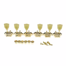WILKINSON Gold with Vintage Button 3x3 Deluxe Vintage Tuners Guitar Tuning Keys Machine Heads with Plastic Keystone Buttons f ...