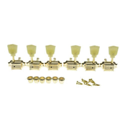 WILKINSON Gold with Vintage Button 3x3 Deluxe Vintage Tuners Guitar Tuning Keys Machine Heads with Plastic Keystone Buttons for Les Paul/SG/ES K1950