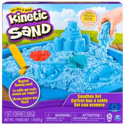 Kinetic Sand , Sandbox Playset with 1lb of Blue and 3 Molds, for Ages 3 and up