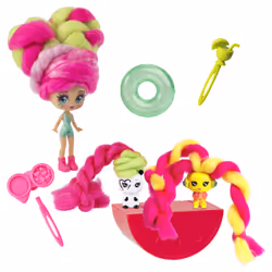 Candylocks , 3-Pack, Kiwi Kimmi 3-inch Scented Collectible Surprise Doll and 2 Pets with Accessories, 4 yr(s), Multicolour
