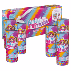 Party Popteenies – Party Pack – 6 Surprise Popper Bundle with Confetti, Collectible Mini Dolls and Accessories, for Ages 4 an ...