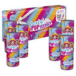 Party Popteenies – Party Pack – 6 Surprise Popper Bundle with Confetti, Collectible Mini Dolls and Accessories, for Ages 4 and up (Styles Vary)