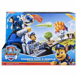 PAW Patrol , Chase’s Ride ‘n’ Rescue, Transforming 2-in-1 Playset and Police Cruiser, for Kids Aged 3 and Up
