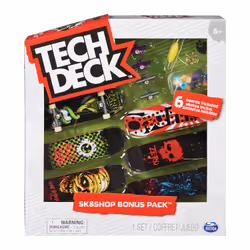 Tech Deck , Sk8shop Fingerboard Bonus Pack, Collectible and Customizable Mini Skateboards (Styles May Vary), Finger board, 6 ...