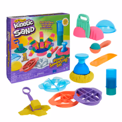 Kinetic Sand Ultimate Sandisfying Set, 2lb of Pink, Yellow and Teal Play Sand, 10 Molds and Tools, Sensory Toys for Kids Ages ...