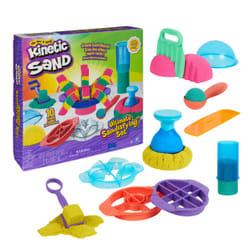 Kinetic Sand Ultimate Sandisfying Set, 2lb of Pink, Yellow and Teal Play Sand, 10 Molds and Tools, Sensory Toys for Kids Ages 7+