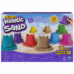 Kinetic Sand , Castle Containers 10-Color Pack Colored Sand for Party Favors, Goodie Bags, Sensory Toys for Kids Aged 3 and u ...