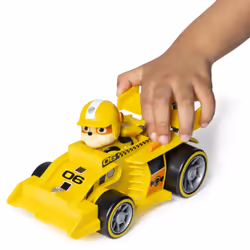 PAW Patrol , Ready, Race, Rescue Rubble’s Race & Go Deluxe Vehicle with Sounds, for Kids Aged 3 and Up