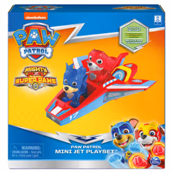 PAW Patrol Mighty Pups Super PAWs Mini Jet Playset with 2 Mini Figures, for Kids Aged 3 and up