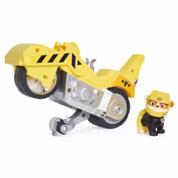 PAW Patrol , Moto Pups Rubble’s Deluxe Pull Back Motorcycle Vehicle with Wheelie Feature and Figure, Motorcycle, PAW Patrol, ...
