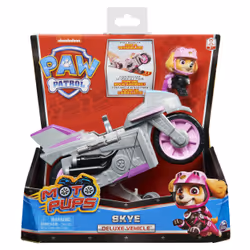 PAW Patrol , Moto Pups Skye’s Deluxe Pull Back Motorcycle Vehicle with Wheelie Feature and Figure