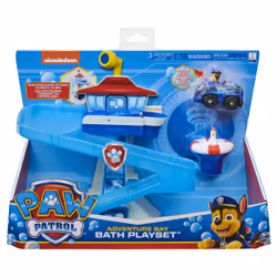 PAW Patrol , Adventure Bay Bath Playset with Light-up Chase Vehicle, Bath Toy for Kids Aged 3 and up