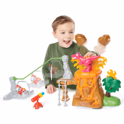 PAW Patrol , Dino Rescue Volcano Playset with Zipline and 3 Exclusive Figures