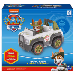 PAW Patrol , Tracker’s Jungle Cruiser Vehicle with Collectible Figure, for Kids Aged 3 and up