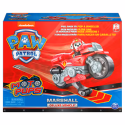 PAW Patrol , Moto Pups Marshall’s Deluxe Pull Back Motorcycle Vehicle with Wheelie Feature and Toy Figure