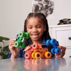 Monster Jam , Tough Treads Set, Official El Toro Loco, Megalodon, Grave Digger, and Bakugan Dragonoid Die-Cast Monster Trucks, 1:64 Scale, Kids Toys for Boys and Girls Ages 3 and up