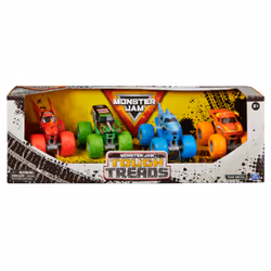 Monster Jam , Tough Treads Set, Official El Toro Loco, Megalodon, Grave Digger, and Bakugan Dragonoid Die-Cast Monster Trucks, 1:64 Scale, Kids Toys for Boys and Girls Ages 3 and up