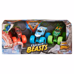 Monster Jam , Charged Beasts Set, Official Dragon, Octon8er, Jurassic Attack 1:64 Scale Die-Cast Monster Trucks, Kids Toys for Boys and Girls Ages 3 and up