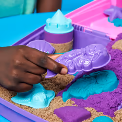 Kinetic Sand , Mermaid Palace Playset, Over 2lbs of Shimmer Play Sand (Neon Purple, Shimmer Teal, and Beach Sand), Reusable Folding Sandbox and Tools, Sensory Toys for Kids Ages 3 and up - Additional view 5