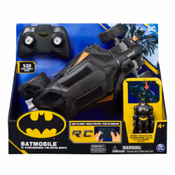 DC Comics , Batman Batmobile Remote Control Car, Easy to Drive with 4-inch Batman Figure, Kids Toys for Boys and Girls Ages 4 and Up