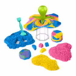 Kinetic Sand , Squish N’ Create Playset, with 13.5oz of Blue, Yellow, and Pink Play Sand, 5 Tools, Sensory Toys for Kids Ages 3 and Up