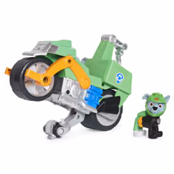 PAW Patrol , Moto Pups Rocky’s Deluxe Pull Back Motorcycle Vehicle with Wheelie Feature and Figure, Motorcycle, PAW Patrol, 3 ...