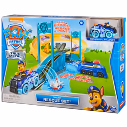 PAW Patrol , True Metal Chase Rescue Track Set with Exclusive Chase Die-Cast Vehicle, 1:55 Scale