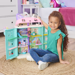Gabby's Dollhouse , Purrfect Dollhouse with 2 Toy Figures, 8 Furniture Pieces, 3 Accessories, 2 Deliveries and Sounds, Kids Toys for Ages 3 and up