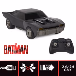 DC Comics The Batman Turbo Boost Batmobile, Remote Control Car with Official Batman Movie Styling Kids Toys