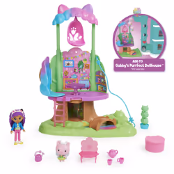 Gabby's Dollhouse Transforming Garden Treehouse Playset with Lights, 2 Figures, 5 Accessories, 1 Delivery, 3 Furniture, Kids Toys for Ages 3 and up