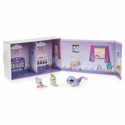 Hatchimals Pixies Riders, Shimmer Babies Narwhal Pixie Baby Twins with Glider and 4 Accessories